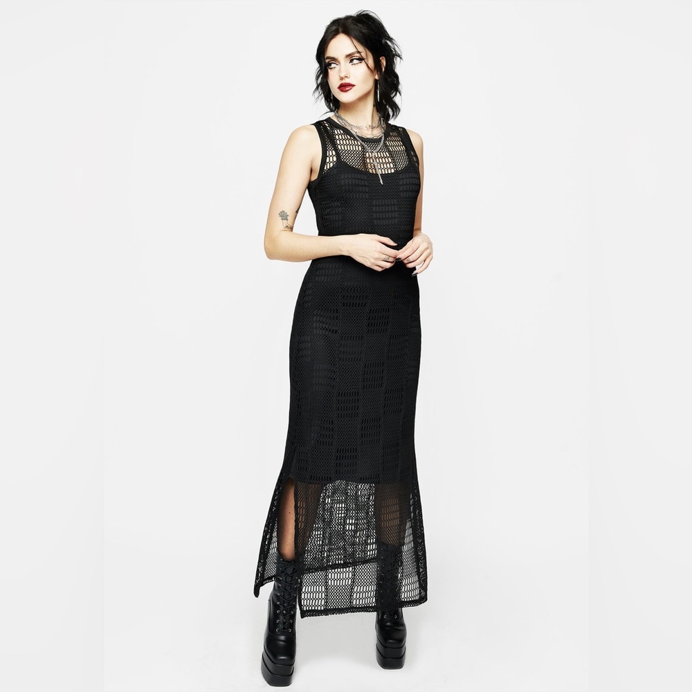 Kindle Ladder Lace Maxi Dress Sz 10 – Sheer Lace, Edgy Maxi, Festival Dream